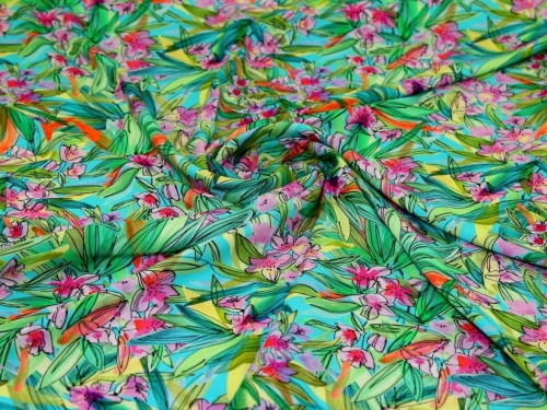 Minerva Exclusive Botanic Bower Viscose Challis POD Fabric Breeze