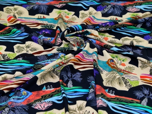 Minerva Exclusive Schooner Shore Viscose Challis POD Fabric