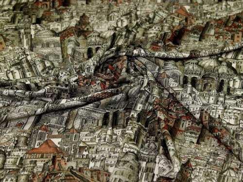Minerva Exclusive Byzantium Streets Viscose Challis POD Fabric