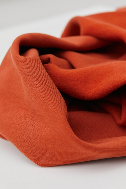 Mind The MAKER Organic Fleece Back Sweatshirt Stretch Knit Fabric Pumpkin