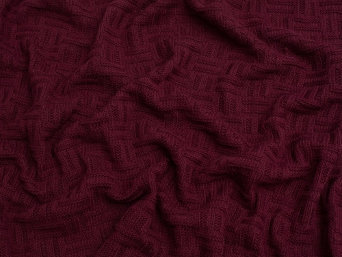 Chunky Cotton Sweater Knit Stretch Fabric Dark Bordeaux