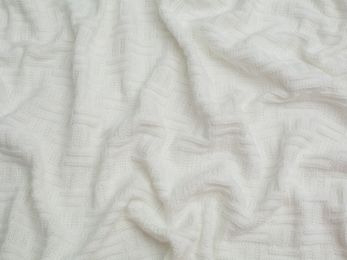 Chunky Cotton Sweater Knit Stretch Fabric Ivory