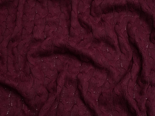 Chunky Cotton Sweater Knit Stretch Fabric Dark Bordeaux