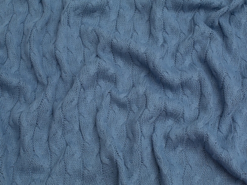 Chunky Cotton Sweater Knit Stretch Fabric Soft Blue