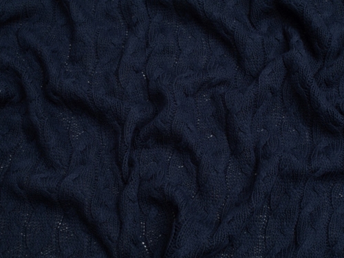 Chunky Cotton Sweater Knit Stretch Fabric Navy Blue