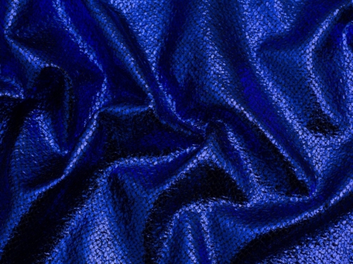 Metallic Foiled Canvas Fabric Cobalt Blue