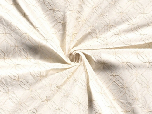 Embroidered Linen Viscose Fabric Cream