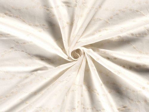 Embroidered Linen Viscose Fabric Cream