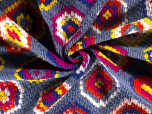 Wool Blend Knit Coating Fabric Airforce Multi
