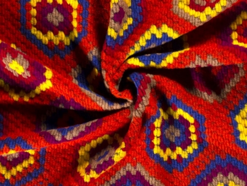Wool Blend Knit Coating Fabric Orange Multi
