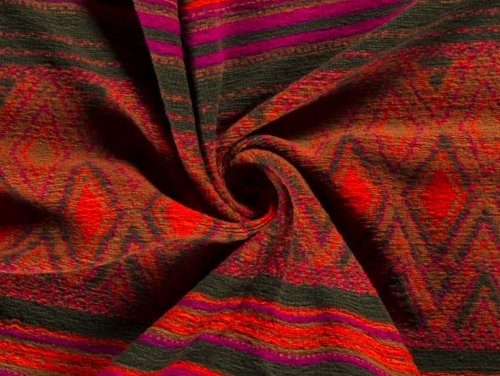 Wool Blend Knit Coating Fabric Orange Multi