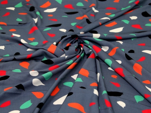 Minerva Exclusive Florid Splash Viscose Challis POD Fabric Airforce