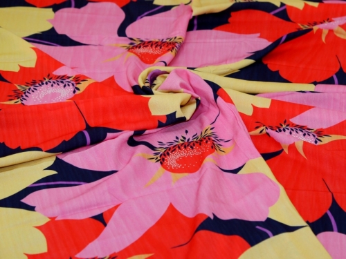 Minerva Exclusive Bountiful Blooms Viscose Challis POD Fabric Candy