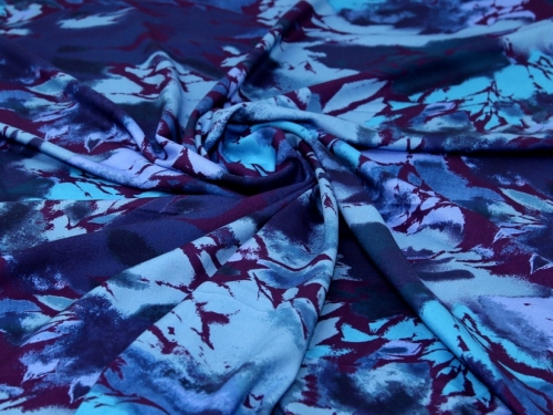 Minerva Exclusive Marbled Memory Viscose Challis POD Fabric Ocean