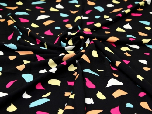 Minerva Exclusive Florid Splash Viscose Challis POD Fabric Black