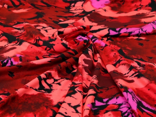 Minerva Exclusive Marbled Memory Viscose Challis POD Fabric Berry