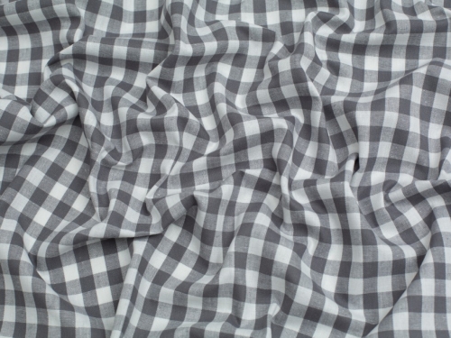 Minerva Core Range 3/8 inch Check Vintage Gingham Fabric Grey