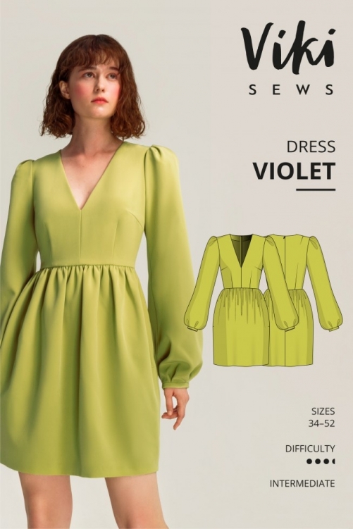 Vikisews Paper Sewing Pattern Violet Dress