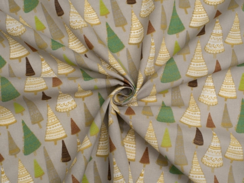 Printed Polycotton Fabric Grey