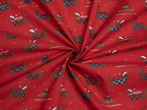 Printed Polycotton Fabric Red