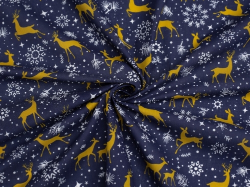Printed Polycotton Fabric Navy Blue
