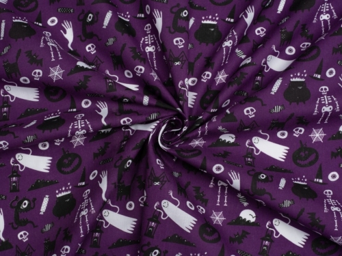 Printed Polycotton Fabric Purple