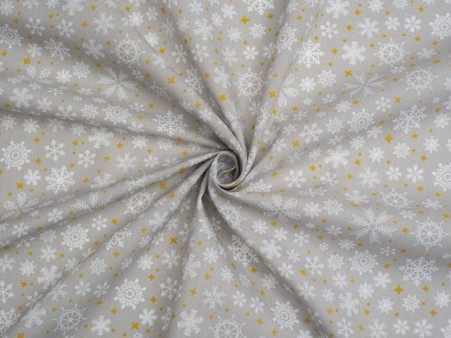 Printed Polycotton Fabric Silver Grey