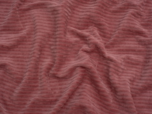 Minerva Core Range 5 Wale Velour Rib Stretch Knit Cord Fabric Rose