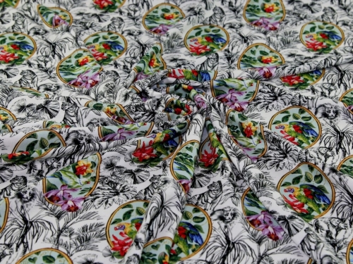 Minerva Exclusive Tropical Cameos Viscose Challis POD Fabric