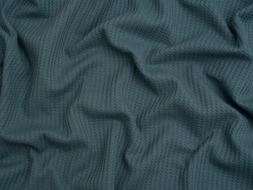 Minerva Core Range Waffle Textured Stretch Knit Fabric Indigo Blue