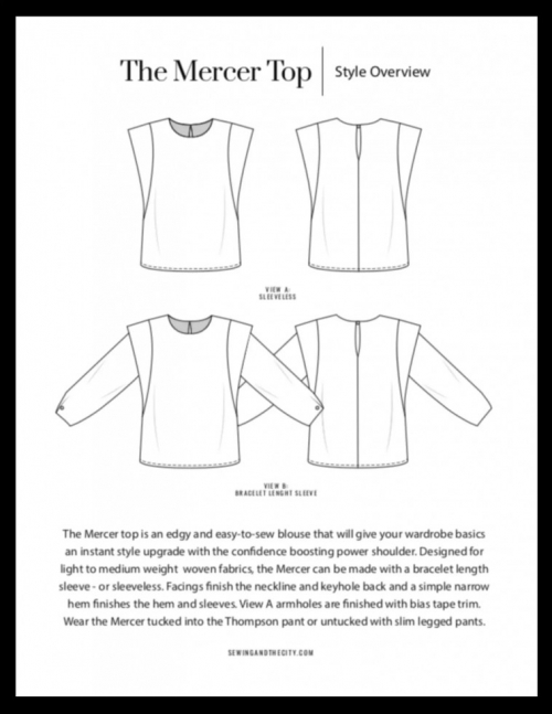 Sewing and the City Paper Sewing Pattern Mercer Top