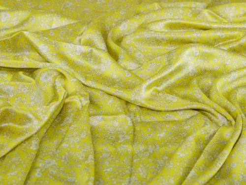 Liberty London Summer Blooms Belgravia Silk Satin Fabric Citrus