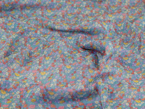 Liberty London Poppy Park Regent Silk Sheer Chiffon Fabric Blue