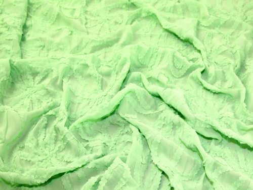 Deadstock Embroidered Georgette Fabric Lime Green