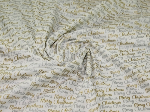 John Louden Metallic 100% Cotton Fabric White