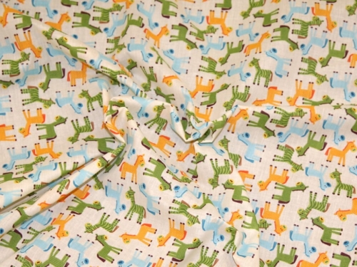 Printed Polycotton Fabric Ivory