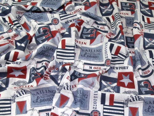 John Louden 100% Cotton Fabric Red & Blue