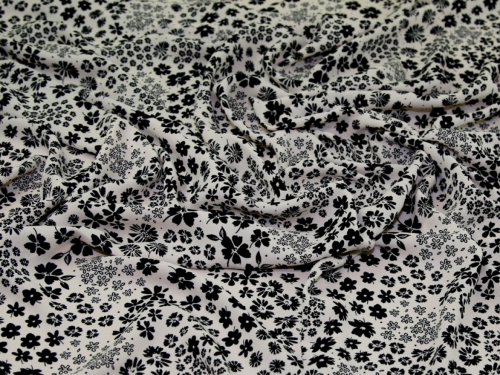 Deadstock Soft Polyester Crepe Fabric Black & Beige