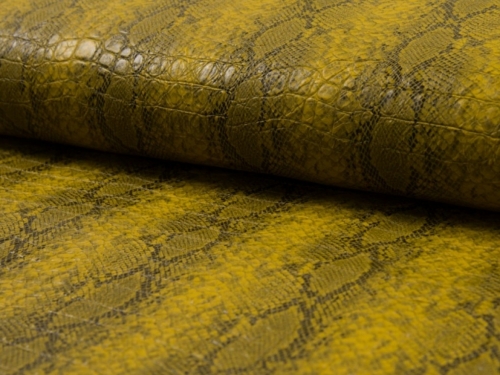 Deadstock Snakeskin Faux Leather Fabric Ochre