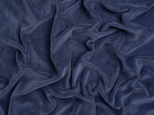 Minerva Core Range Cotton Velour Stretch Knit Fabric Dark Jeans Blue