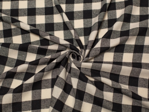 Minerva Core Range Brushed Cotton Flannel Fabric Black & Cream