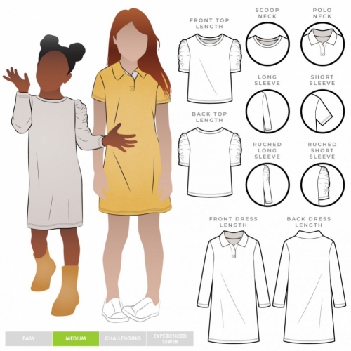 Style Arc Paper Sewing Pattern Kids Issy Top & Dress