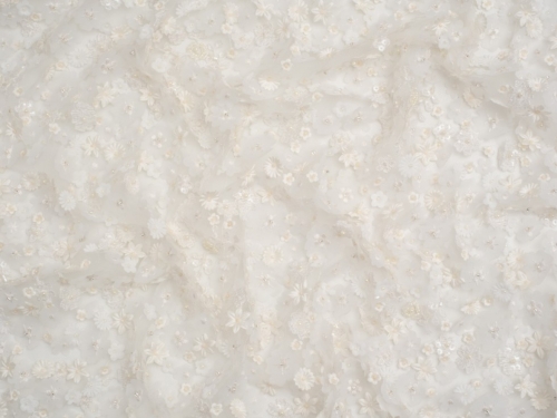 Florentina Beaded Lace Fabric Ivory