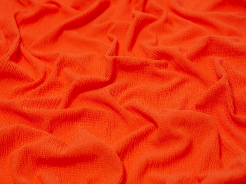 Minerva Core Range Tree Bark Textured Stretch Woven Crepe Fabric Tango