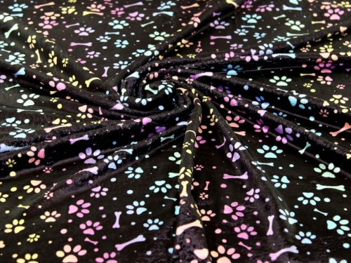 Plush Cuddle Fleece Fabric Black Multi