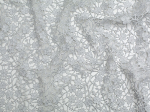 Minerva Core Range Heavy Guipure Lace Fabric Metallic Silver