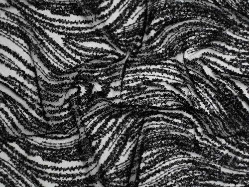 Minerva Core Range Beaded Embroidered Tulle Lace Fabric Black