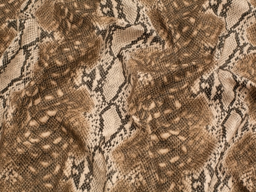 Minerva Core Range Snakeskin Faux Leather Fabric Brown