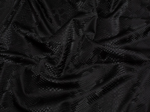Minerva Core Range Snakeskin Activewear Lycra Four Way Stretch Knit Fabric Black