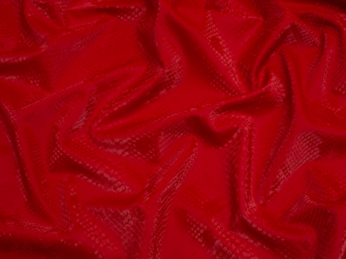 Minerva Core Range Snakeskin Activewear Lycra Four Way Stretch Knit Fabric Red